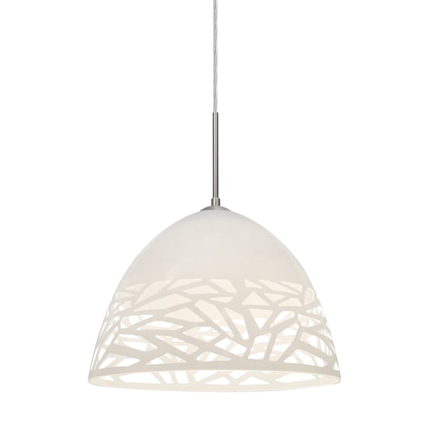 Besa Lighting Kiev Cord Pendant, White, Satin Nickel, 1x9W LED 1JT-KIEVWH-LED-SN - main